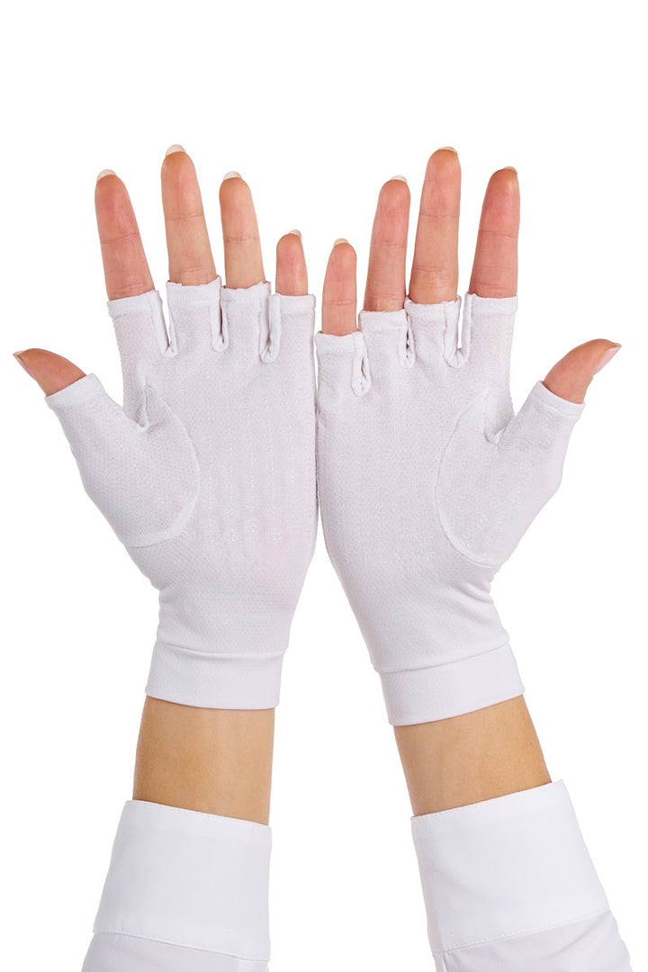 Fingerless UV Sun Gloves | White