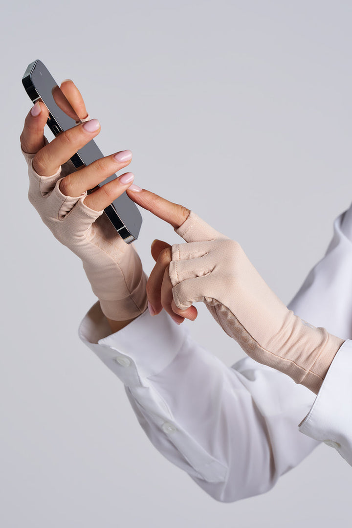 Fingerless UV Sun Gloves | Pale Khaki