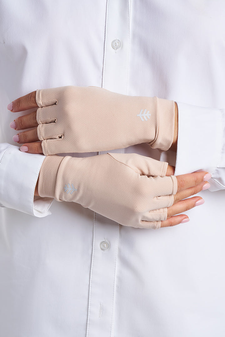 Fingerless UV Sun Gloves | Pale Khaki