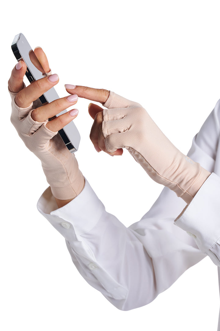 Fingerless UV Sun Gloves | Pale Khaki