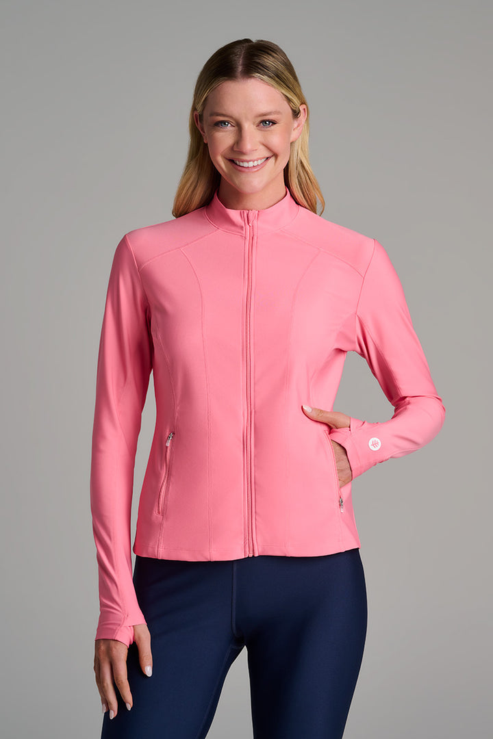 Women's Fitted Swim Jacket with Full Zip | Flamingo Pink