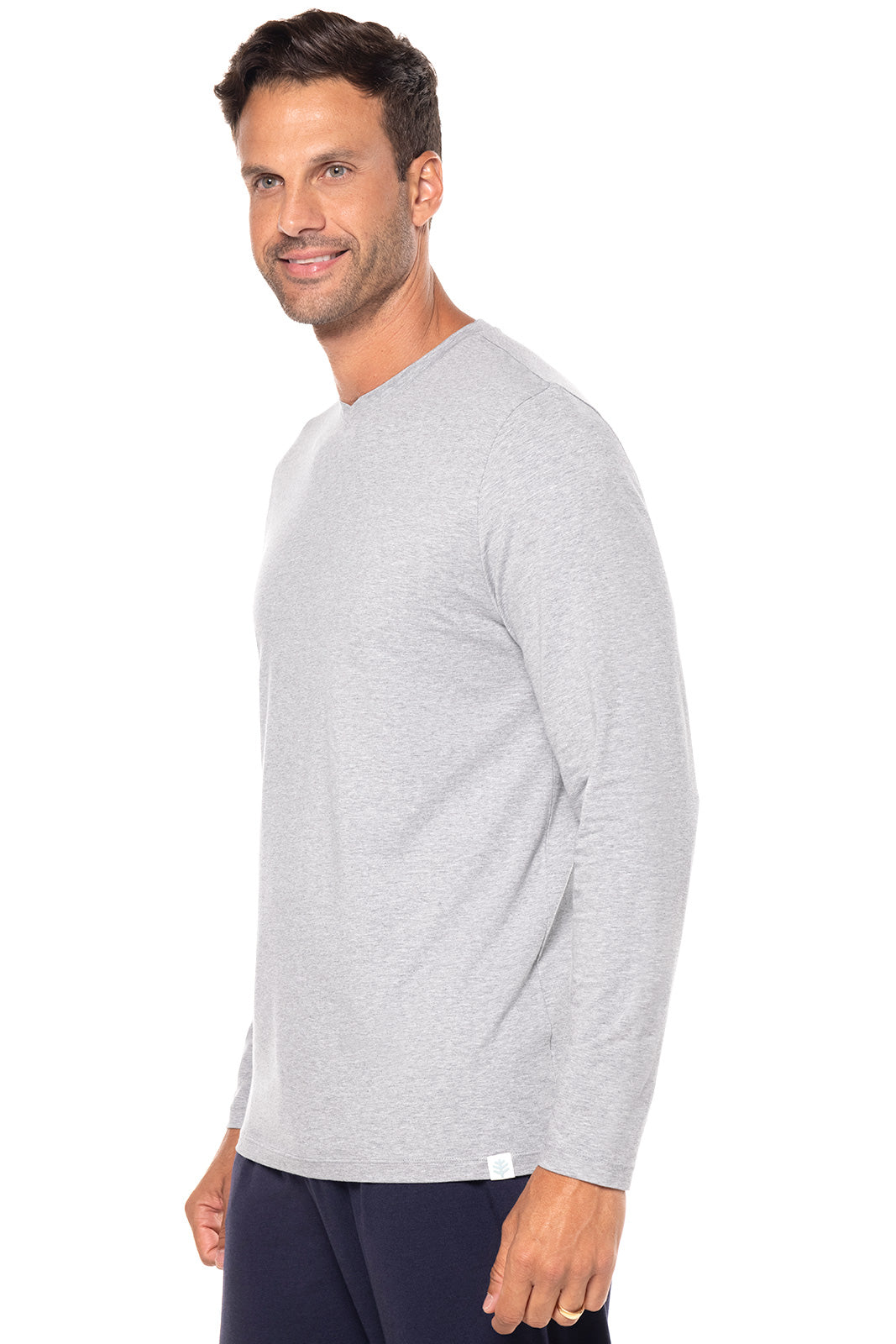 Men's V-Neck Long Sleeve T-Shirt | Navy UPF 50+