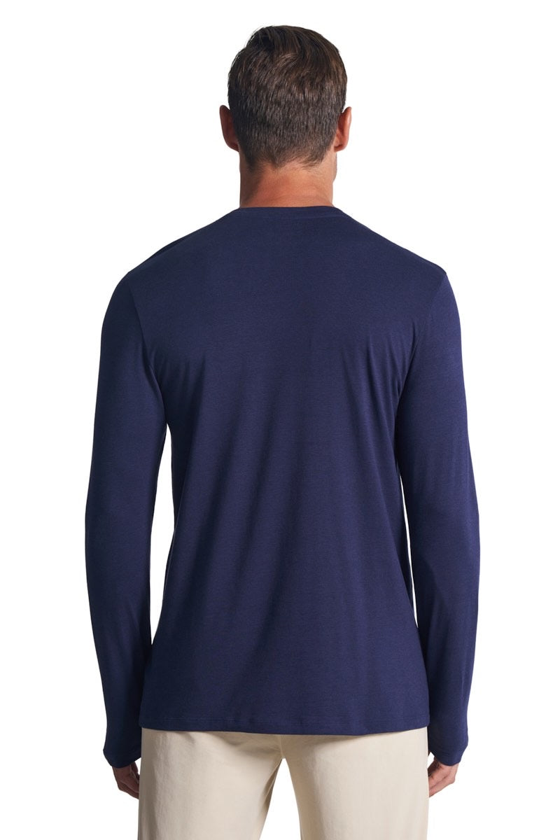 Men's Morada Everyday Long Sleeve V-Neck T-Shirt | Navy UPF 50+