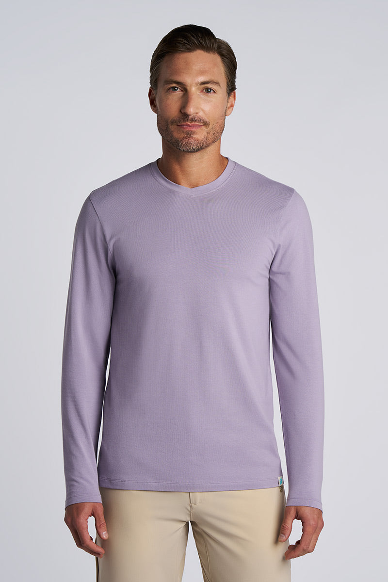 Men's Morada Everyday Long Sleeve V-Neck T-Shirt | Charcoal