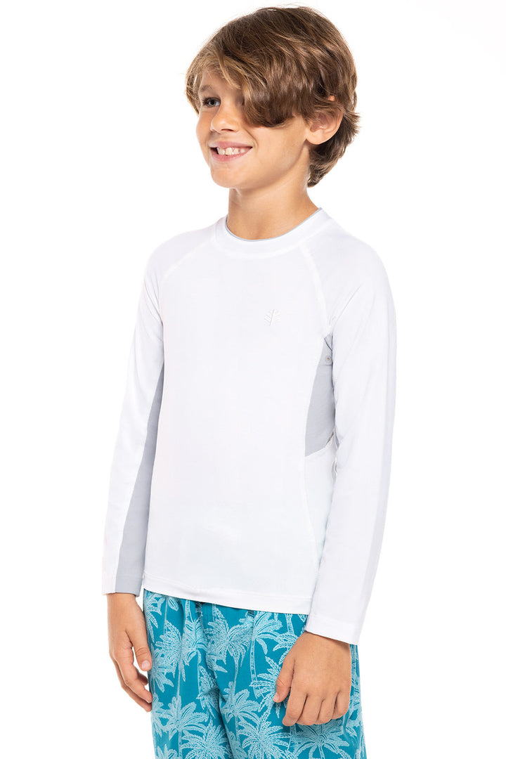Boys' Long Sleeve Rash Guard | White UPF 50+