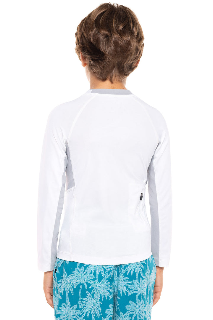 Boys' Long Sleeve Rash Guard | White UPF 50+