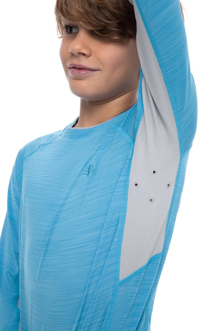 Boys' Long Sleeve Rash Guard | Malibu Blue Line Texture