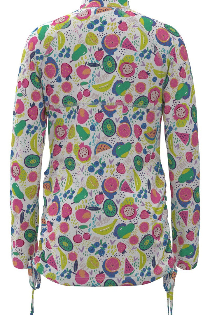 Girls' Ruche Long Sleeve Swim Shirt | White Fruit Party