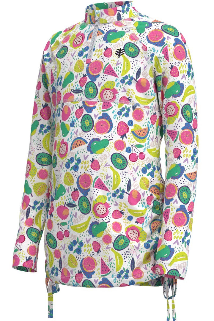 Girls' Ruche Long Sleeve Swim Shirt | White Fruit Party