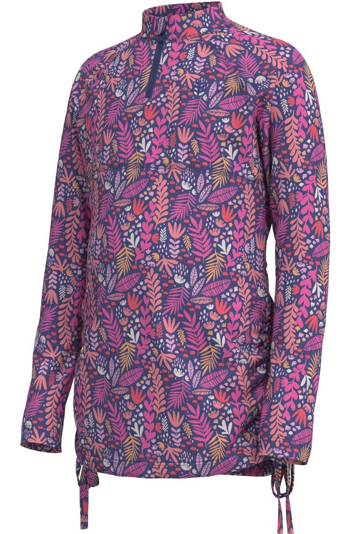 Girls' Ruche Long Sleeve Swim Shirt | Future Dusk Blooming Forest