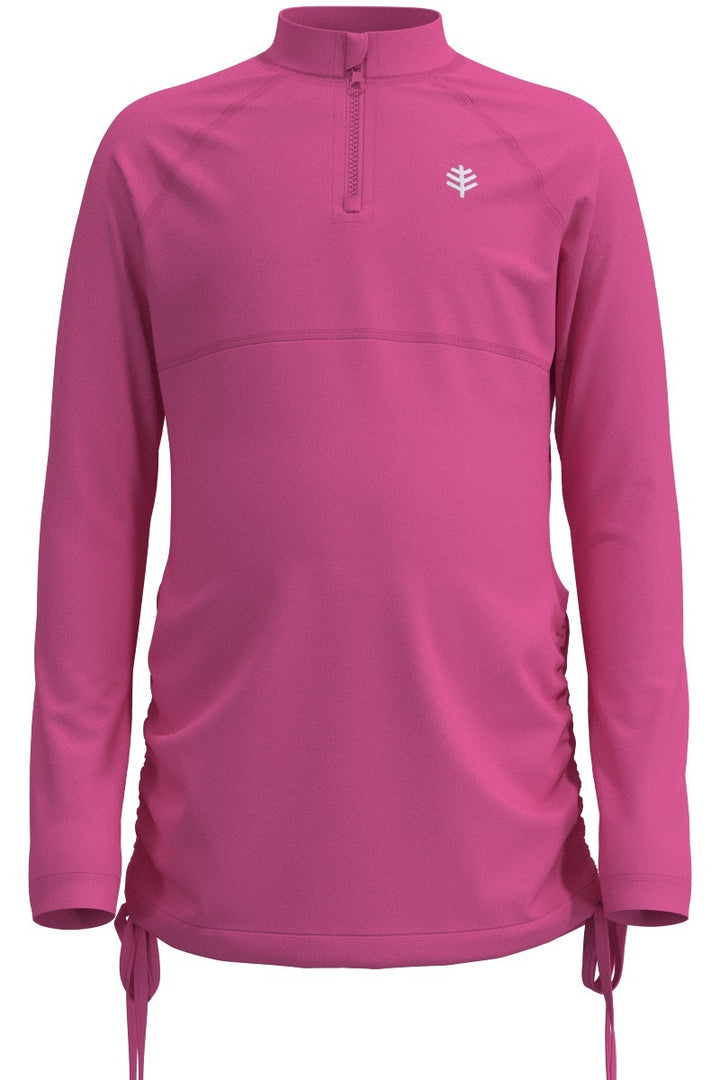 Girls' Ruche Long Sleeve Swim Shirt | Tulip Pink
