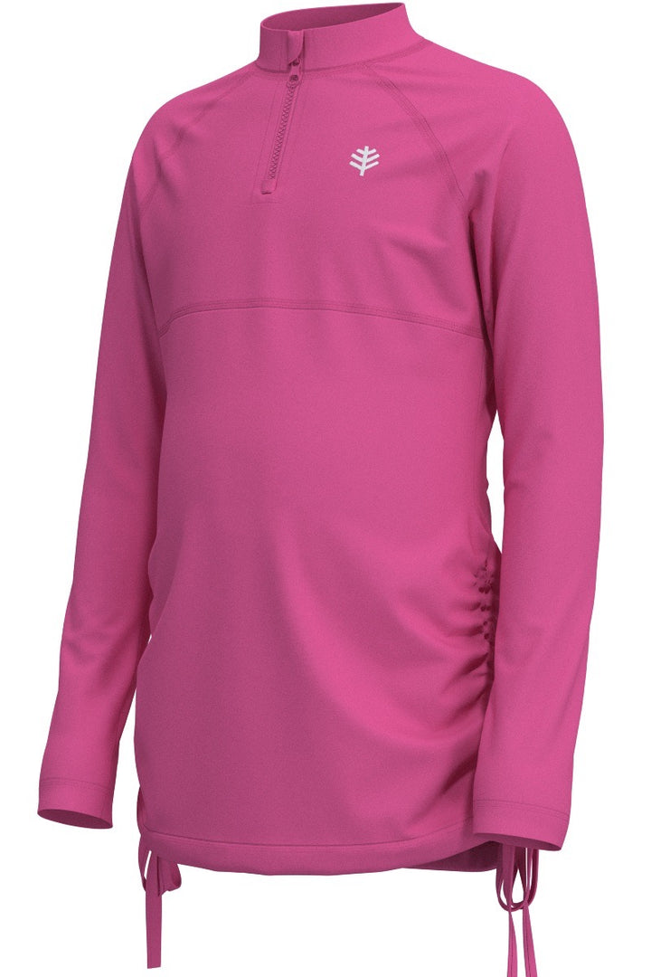 Girls' Ruche Long Sleeve Swim Shirt | Tulip Pink