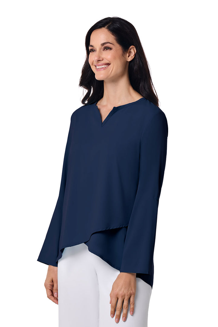 Women's Tunic Top with Roll-Up Sleeves | Navy