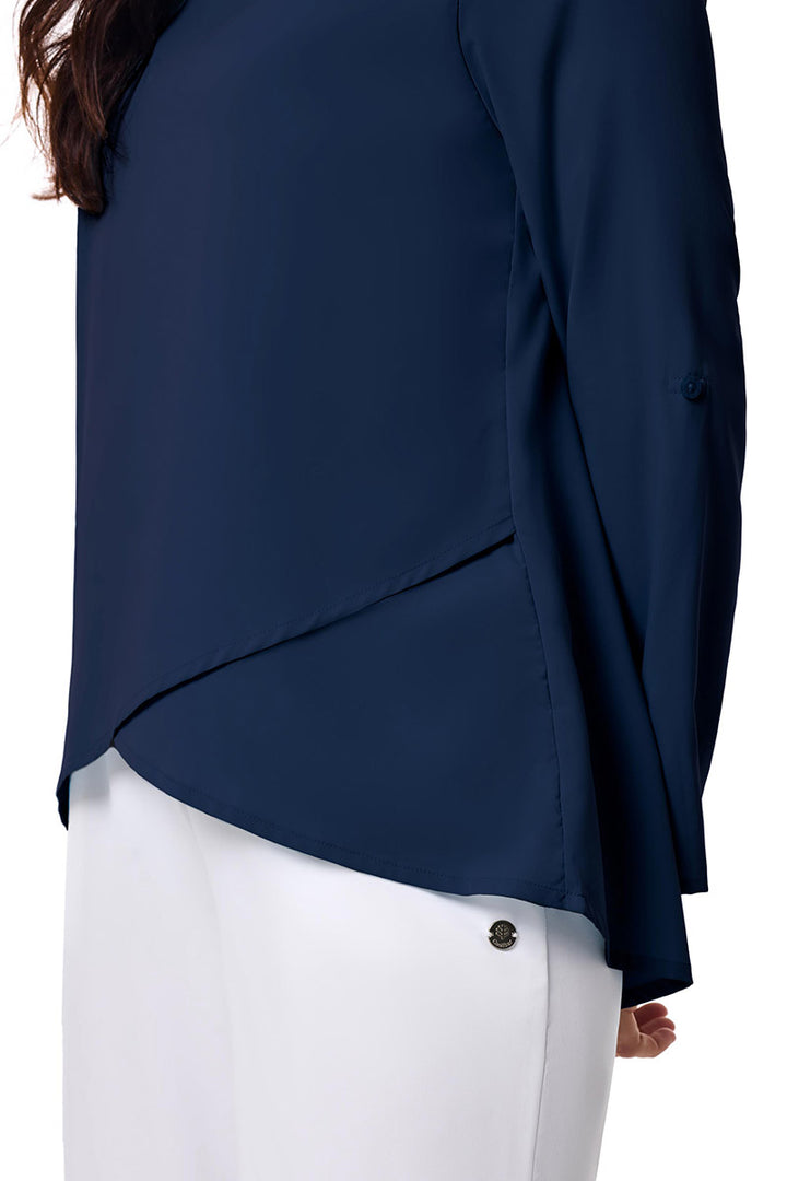 Women's Tunic Top with Roll-Up Sleeves | Navy