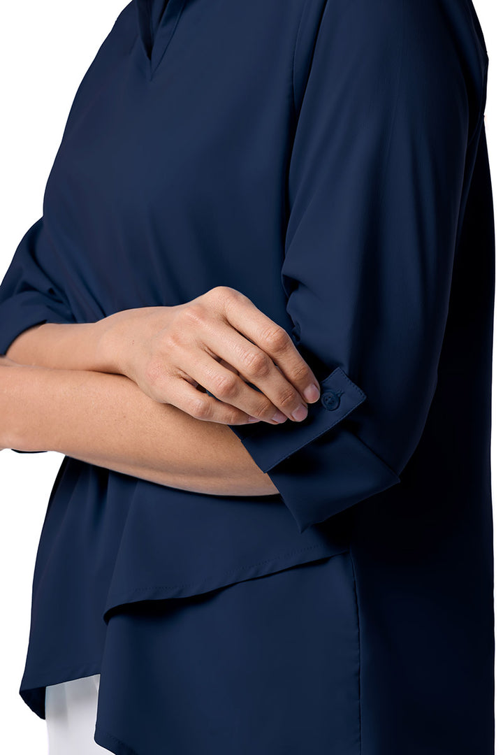 Women's Tunic Top with Roll-Up Sleeves | Navy