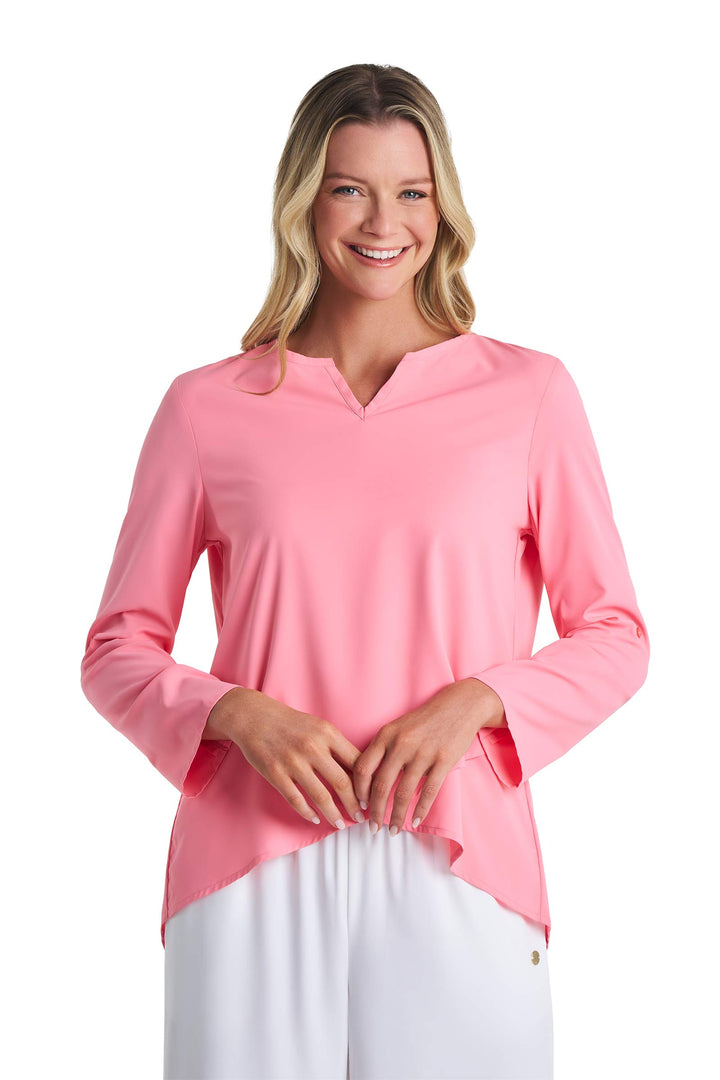 Women's Tunic Top with Roll-Up Sleeves | Flamingo Pink