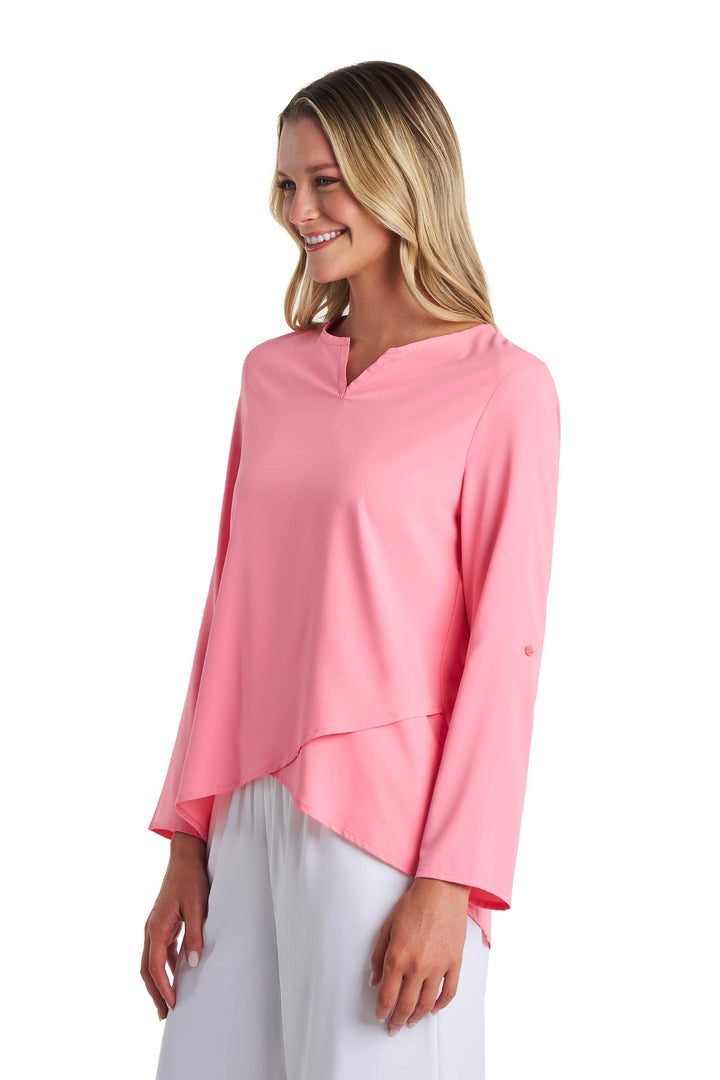 Women's Tunic Top with Roll-Up Sleeves | Flamingo Pink