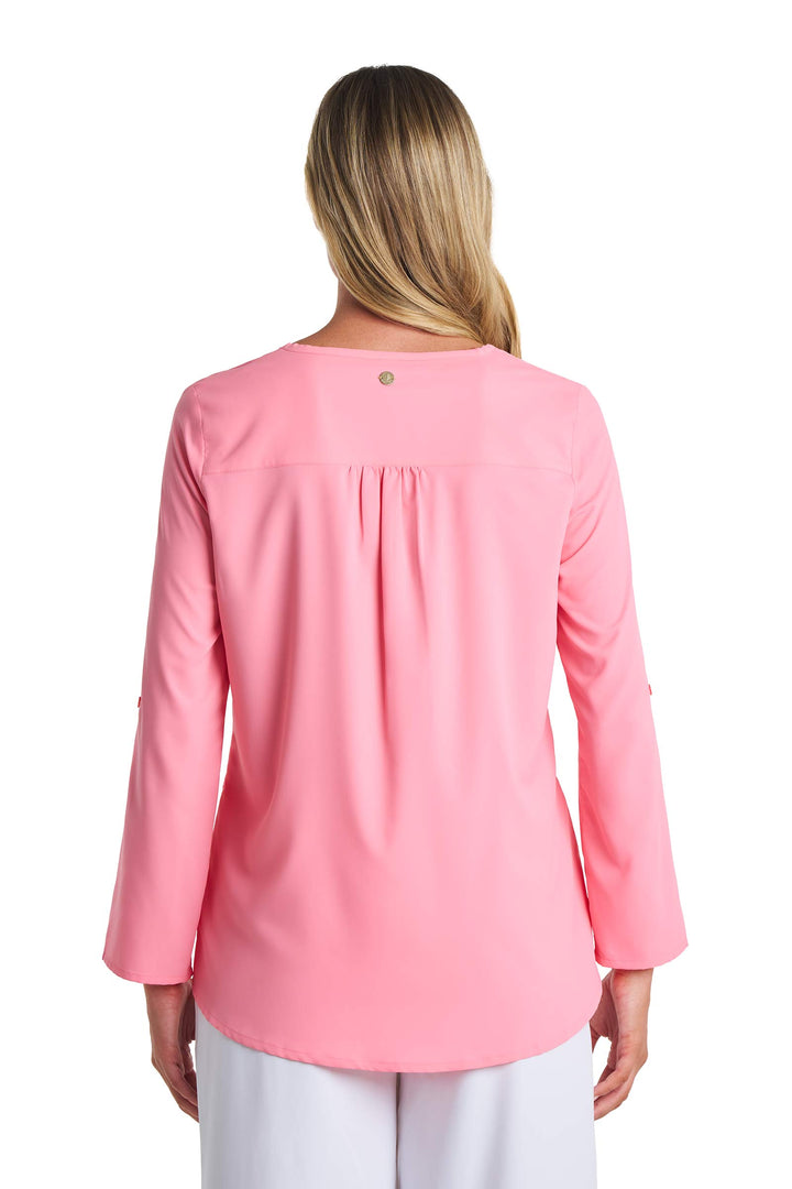 Women's Tunic Top with Roll-Up Sleeves | Flamingo Pink