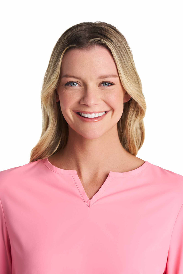 Women's Tunic Top with Roll-Up Sleeves | Flamingo Pink