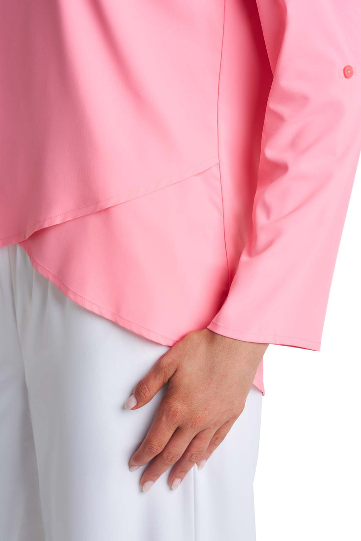 Women's Tunic Top with Roll-Up Sleeves | Flamingo Pink