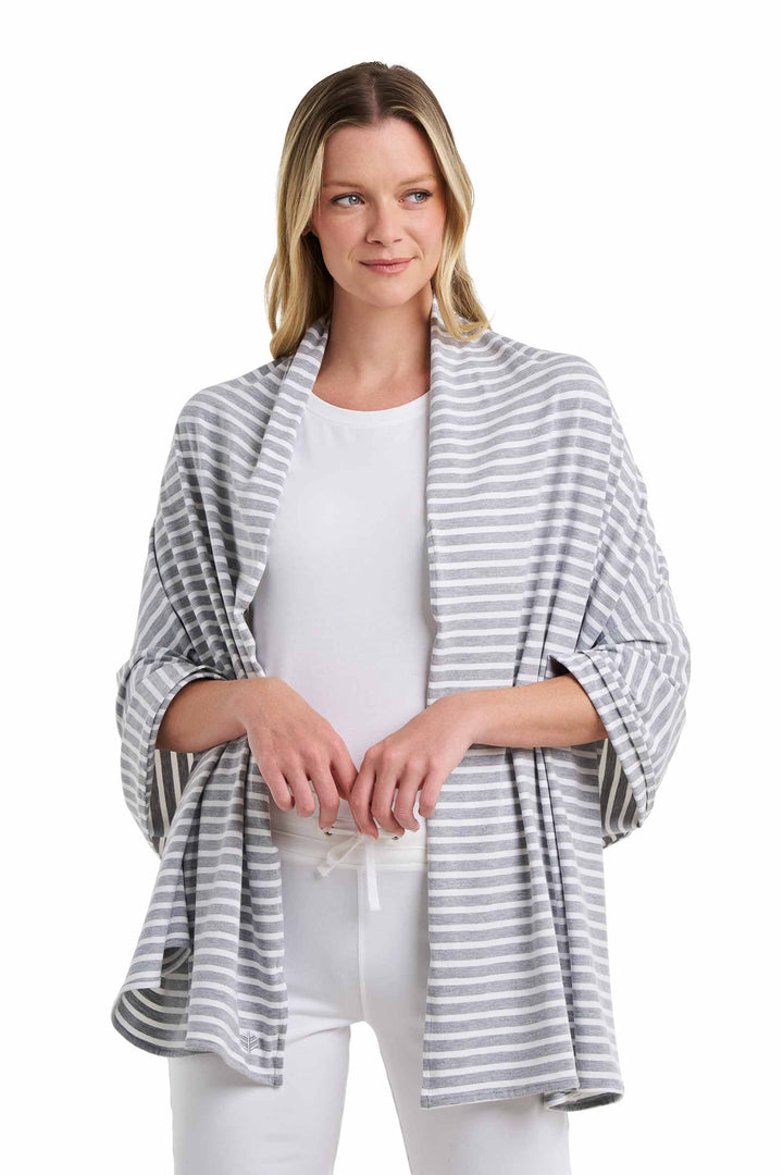 Beach Shawl | Grey/White Stripe
