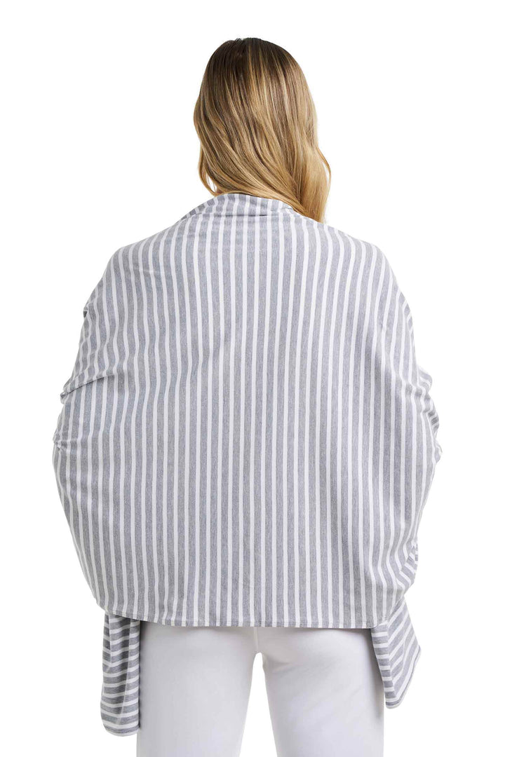 Beach Shawl | Grey/White Stripe