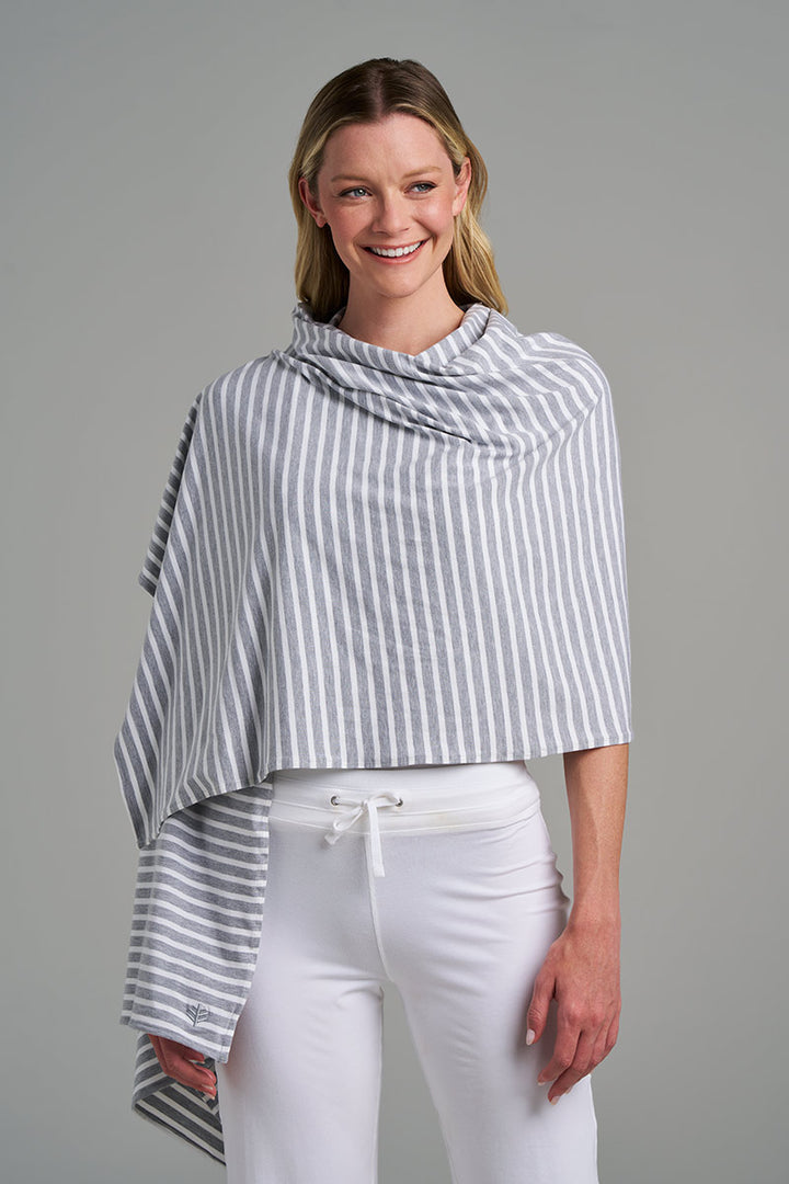 Beach Shawl | Grey/White Stripe