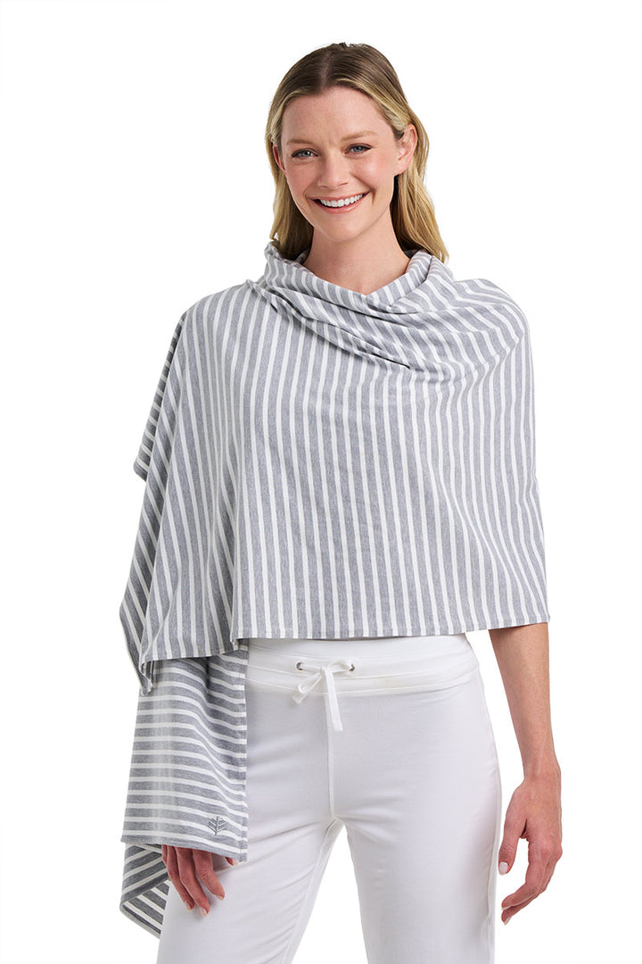 Beach Shawl | Grey/White Stripe