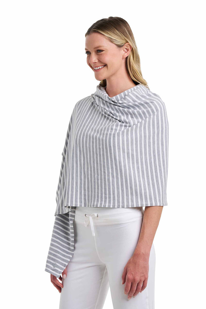 Beach Shawl | Grey/White Stripe