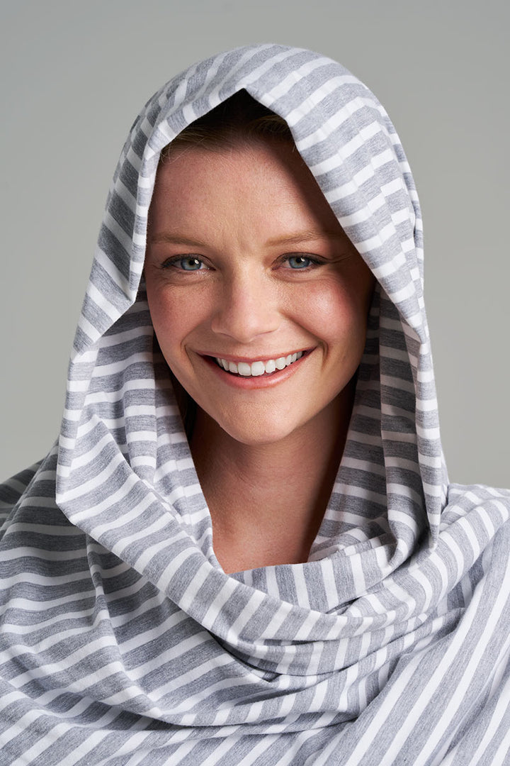 Beach Shawl | Grey/White Stripe