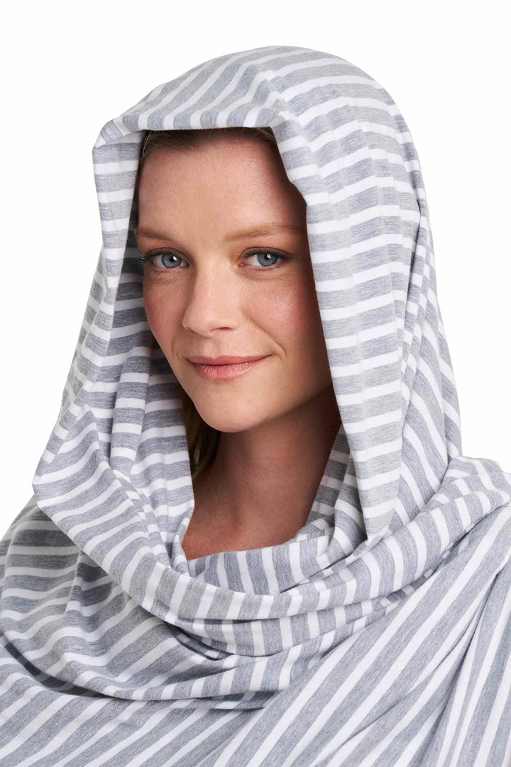 Beach Shawl | Grey/White Stripe