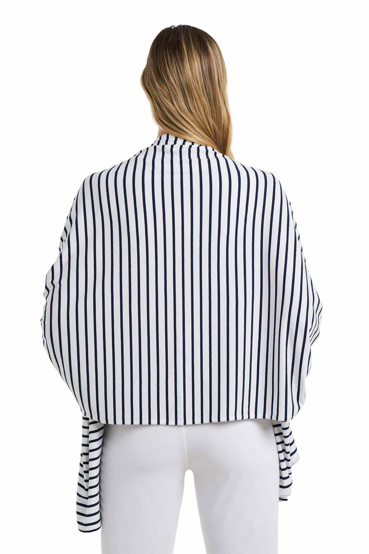 Beach Shawl | White/Navy Stripe