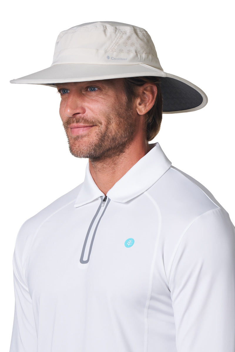 Fore Performance Golf Hat with Wide Brim | Stone UPF 50+
