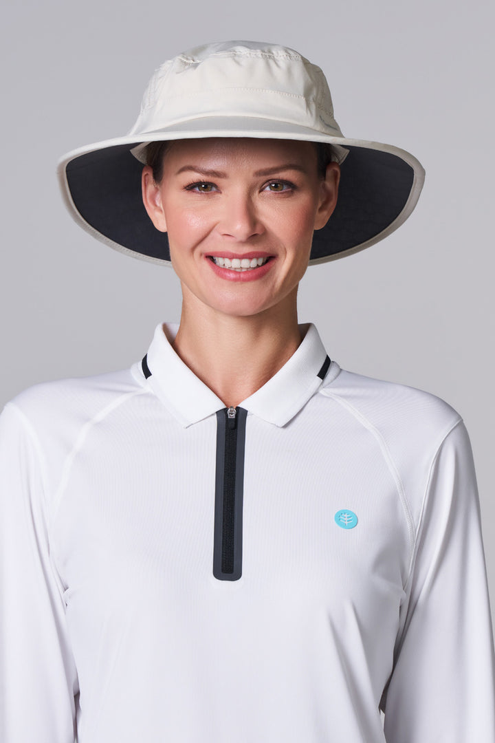 Fore Performance Golf Hat with Wide Brim | White/Steel Grey UPF 50+