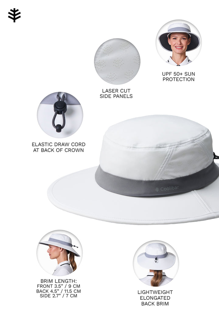 Performance Golf Hat with Wide Brim | White/Steel Grey