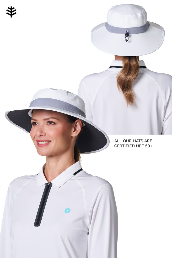 Performance Golf Hat with Wide Brim | White/Steel Grey