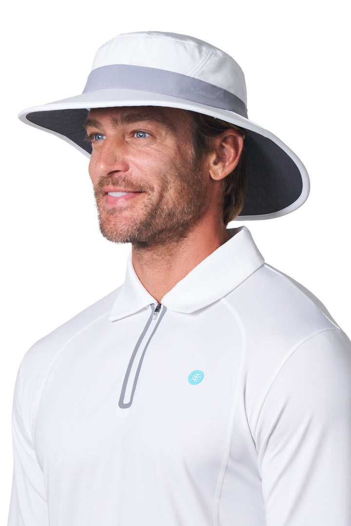 Performance Golf Hat with Wide Brim | White/Steel Grey