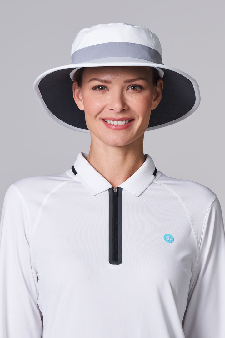 Fore Performance Golf Hat with Wide Brim | White/Steel Grey UPF 50+