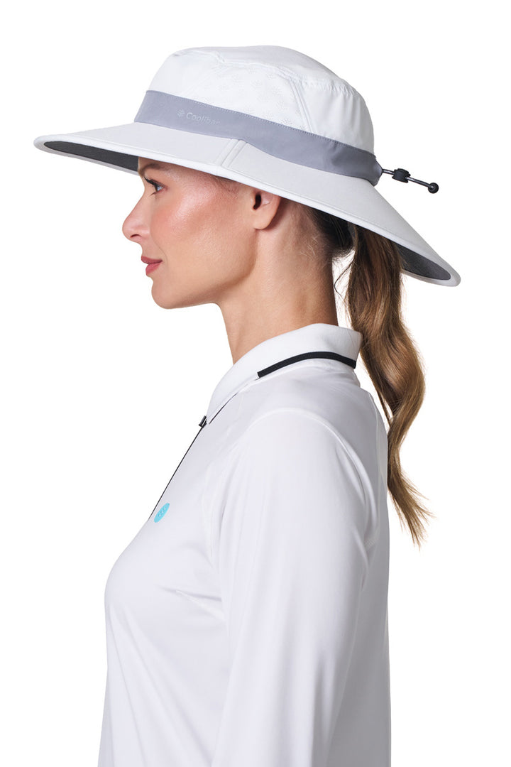 Performance Golf Hat with Wide Brim | White/Steel Grey