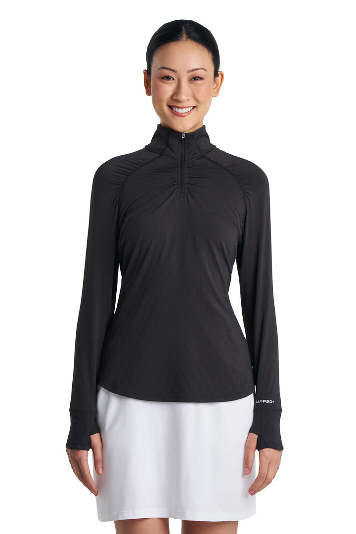 Women's Golf Quarter-Zip Sun Shirt | Black Diamond Jacquard
