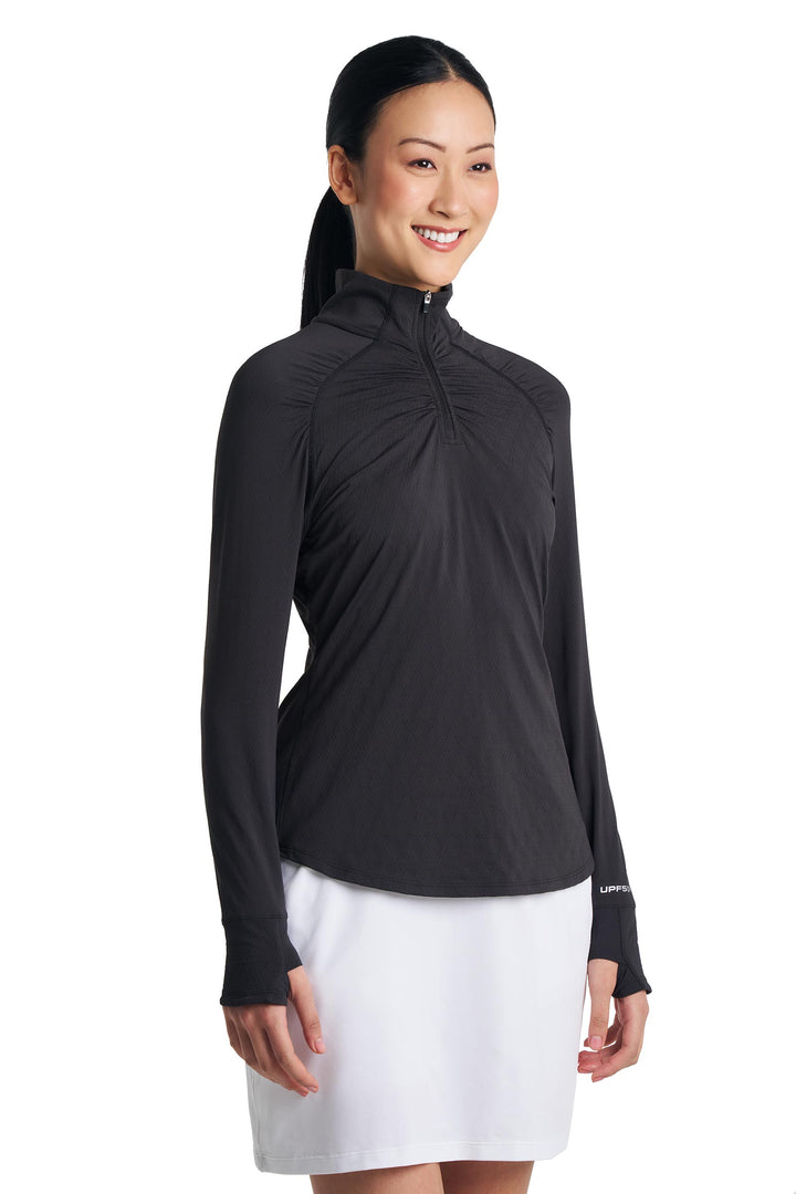 Women's Golf Quarter-Zip Sun Shirt | Black Diamond Jacquard
