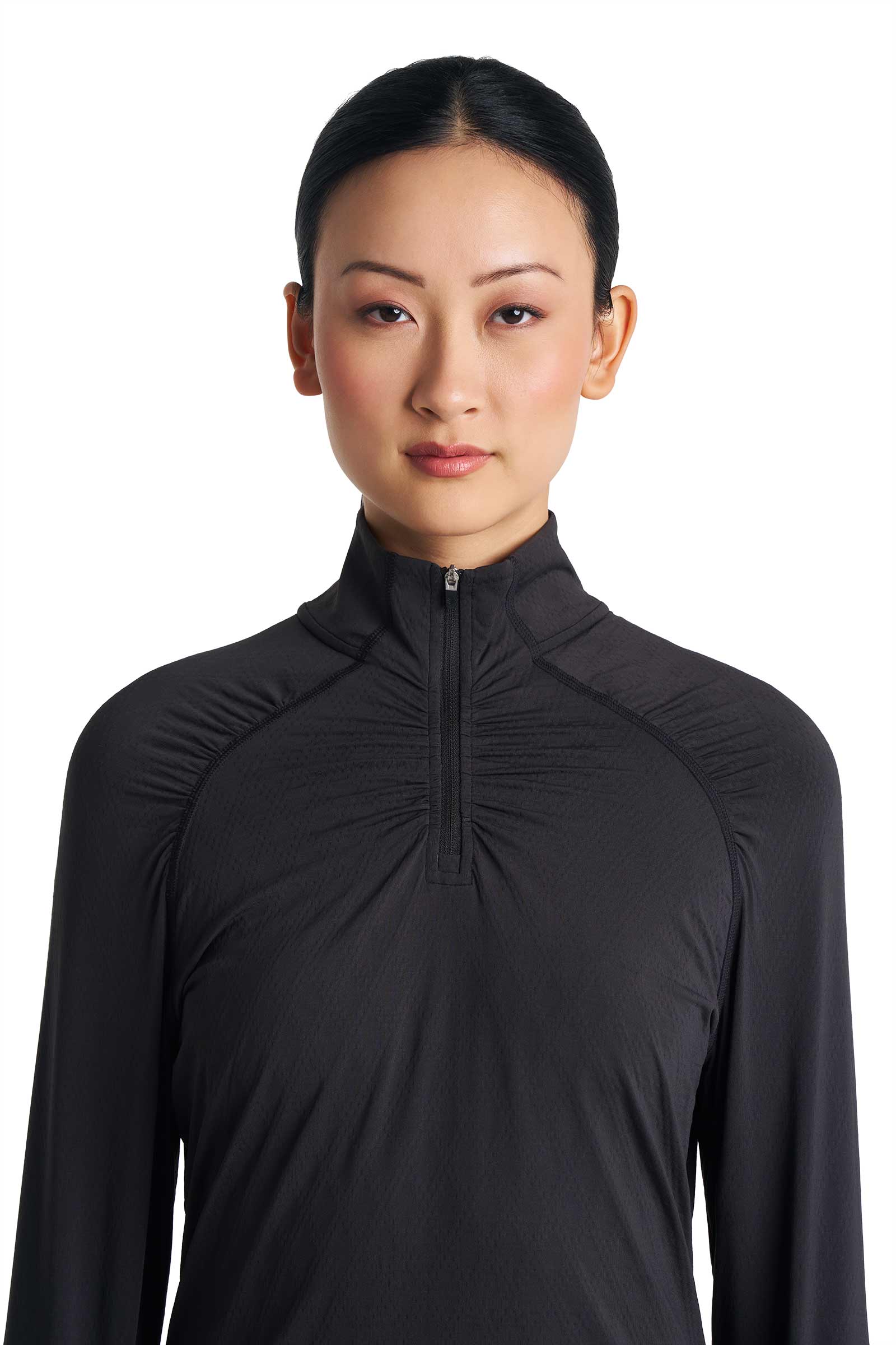 Women's Arabella Quarter-Zip Golf Shirt | Black Diamond Jacquard