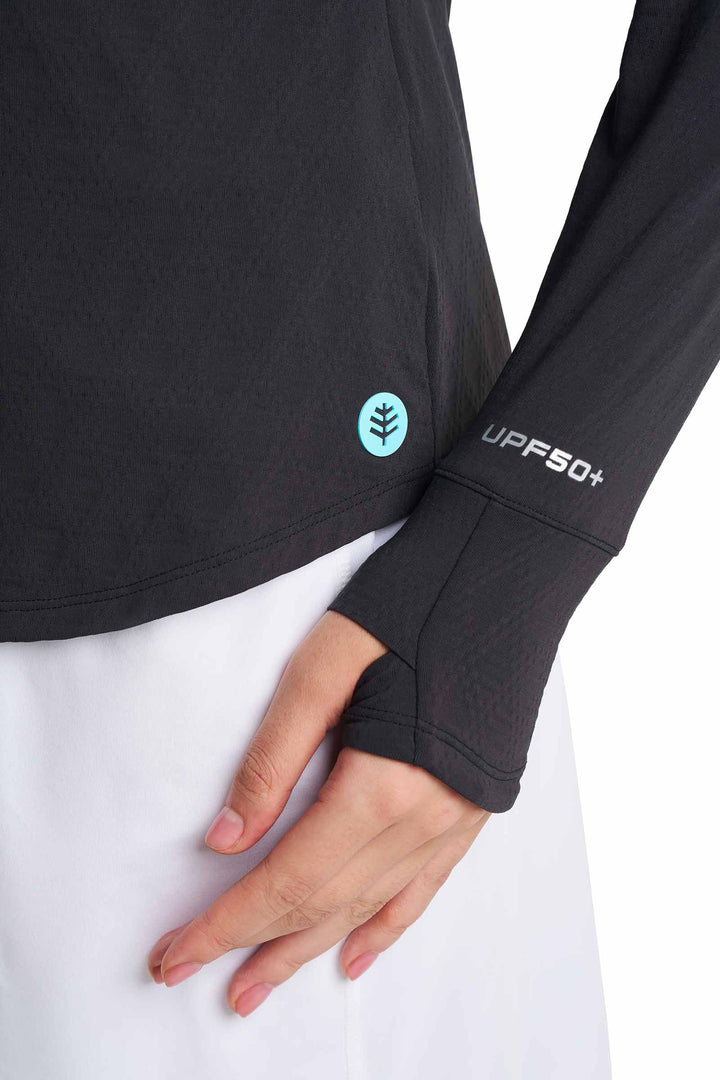 Women's Golf Quarter-Zip Sun Shirt | Black Diamond Jacquard