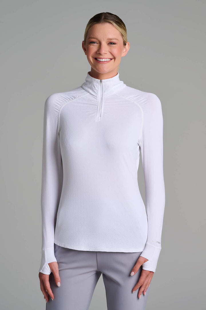 Women's Golf Quarter-Zip Sun Shirt | White Diamond Jacquard