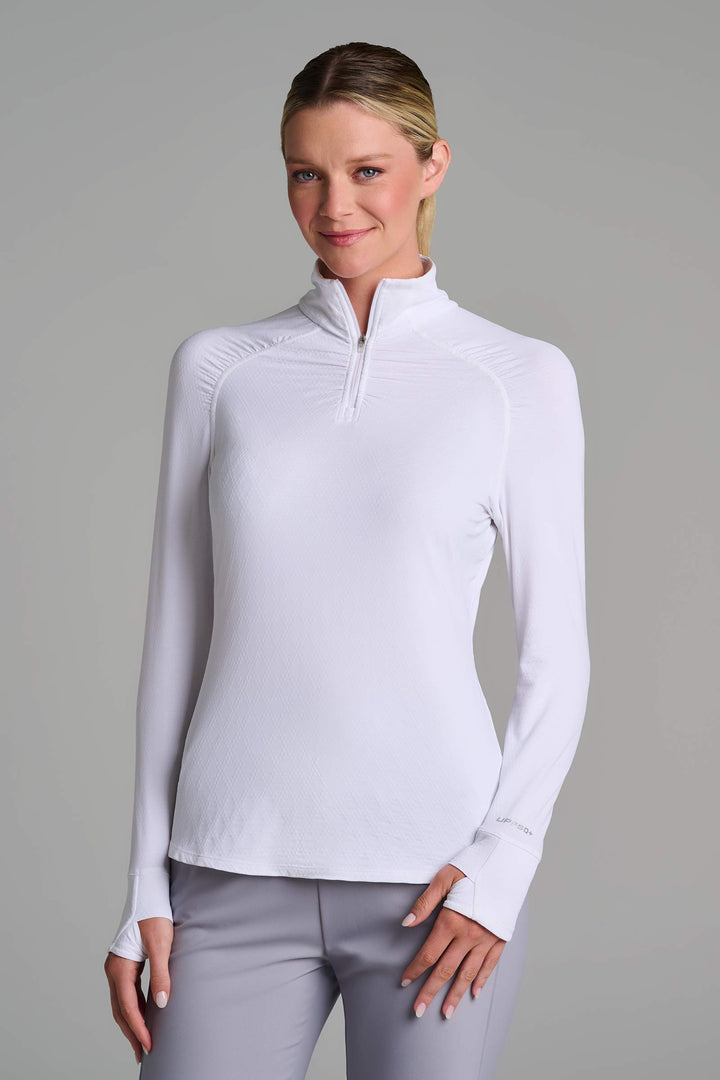 Women's Golf Quarter-Zip Sun Shirt | White Diamond Jacquard