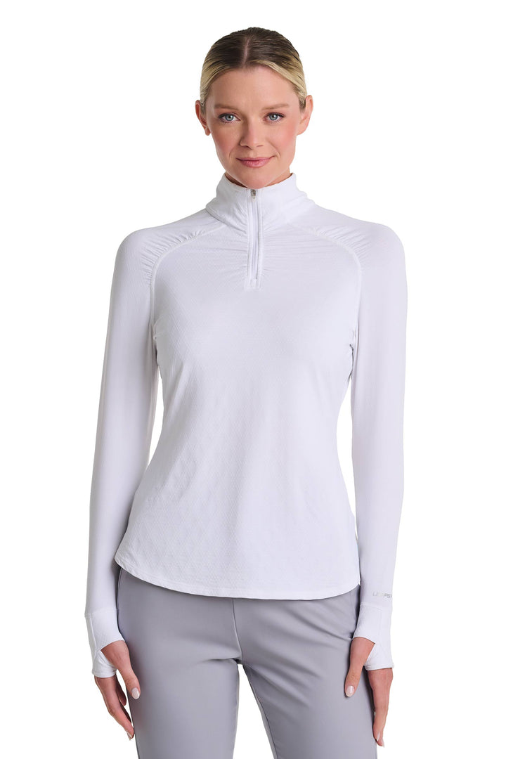Women's Golf Quarter-Zip Sun Shirt | White Diamond Jacquard