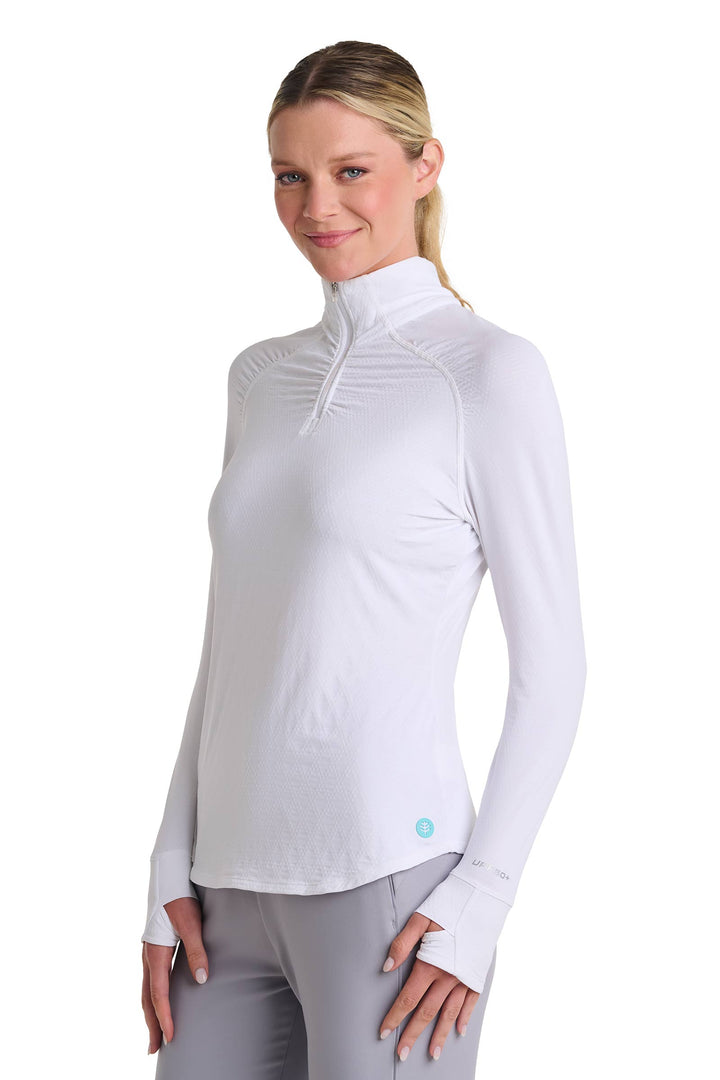 Women's Golf Quarter-Zip Sun Shirt | White Diamond Jacquard