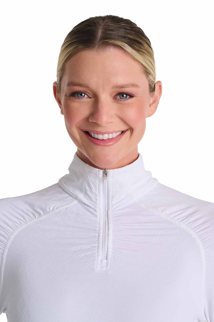 Women's Golf Quarter-Zip Sun Shirt | White Diamond Jacquard