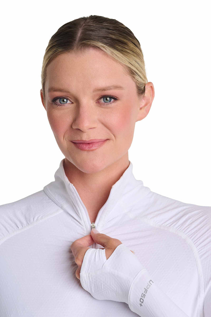Women's Golf Quarter-Zip Sun Shirt | White Diamond Jacquard