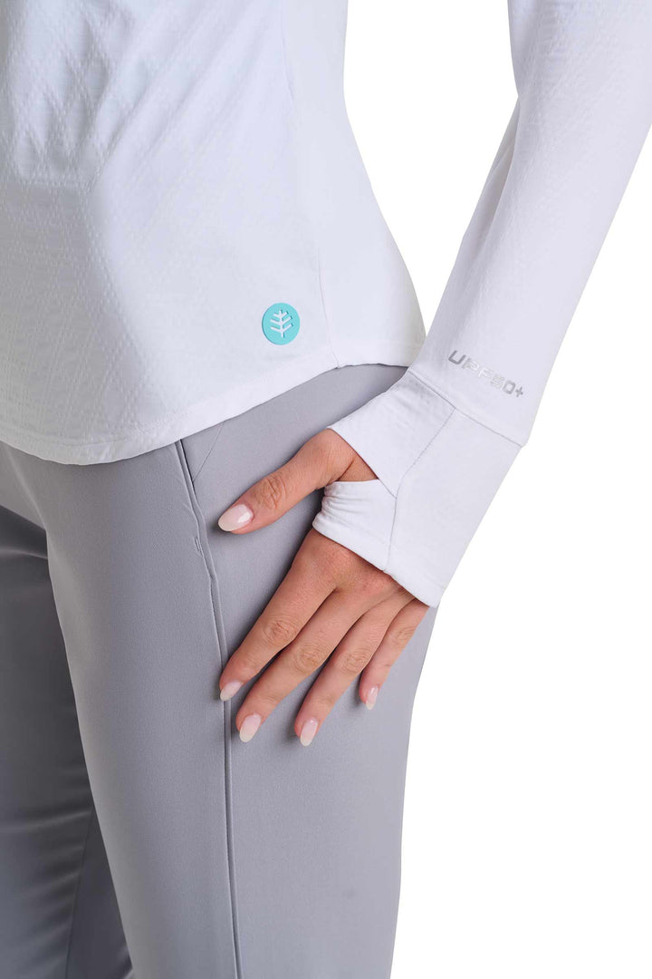 Women's Golf Quarter-Zip Sun Shirt | White Diamond Jacquard